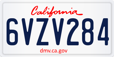 CA license plate 6VZV284