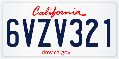CA license plate 6VZV321