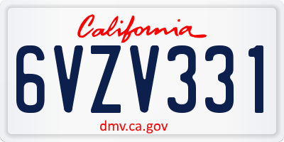 CA license plate 6VZV331