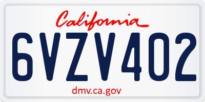 CA license plate 6VZV402