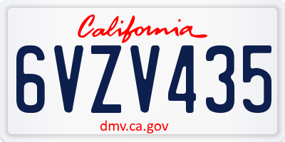 CA license plate 6VZV435