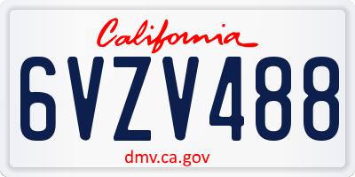 CA license plate 6VZV488