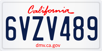 CA license plate 6VZV489