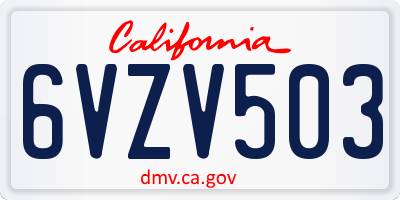CA license plate 6VZV503