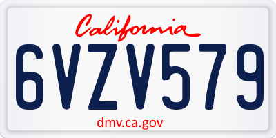 CA license plate 6VZV579