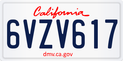 CA license plate 6VZV617