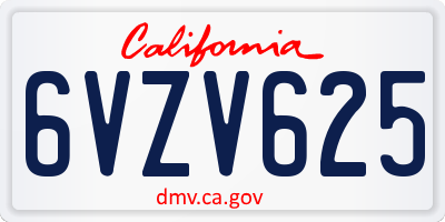 CA license plate 6VZV625