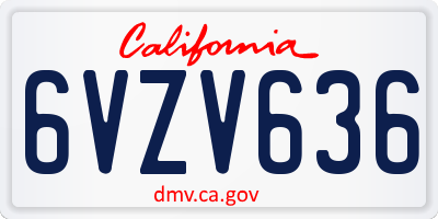 CA license plate 6VZV636
