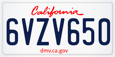 CA license plate 6VZV650