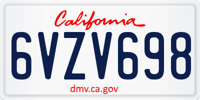 CA license plate 6VZV698
