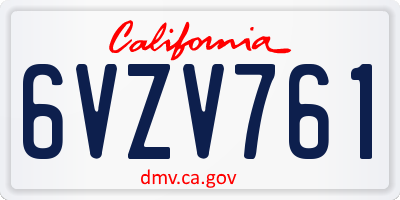 CA license plate 6VZV761