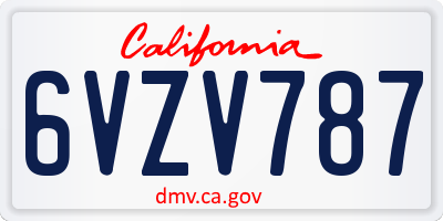 CA license plate 6VZV787