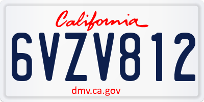 CA license plate 6VZV812