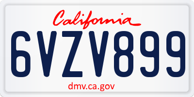 CA license plate 6VZV899