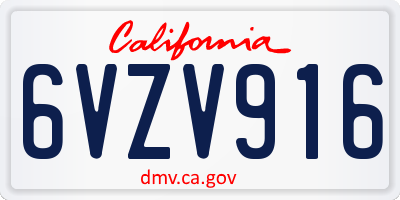 CA license plate 6VZV916