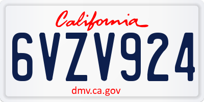 CA license plate 6VZV924