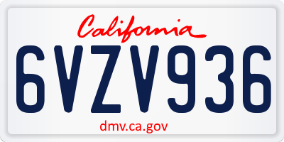 CA license plate 6VZV936