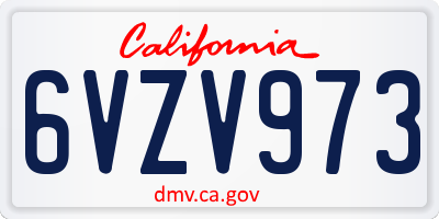 CA license plate 6VZV973
