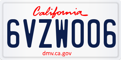 CA license plate 6VZW006