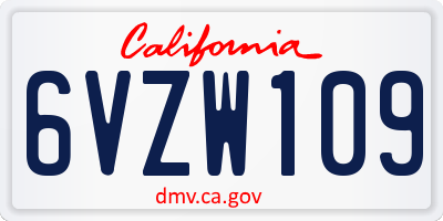 CA license plate 6VZW109