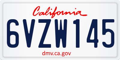 CA license plate 6VZW145