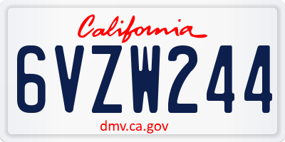 CA license plate 6VZW244