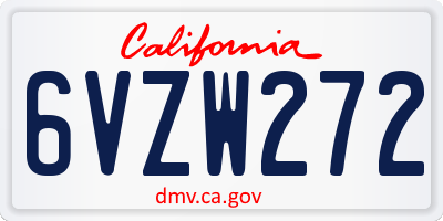 CA license plate 6VZW272