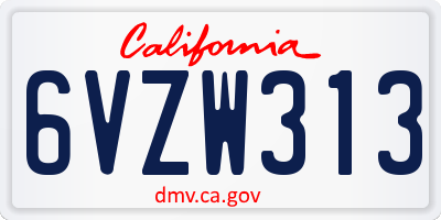 CA license plate 6VZW313