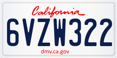 CA license plate 6VZW322