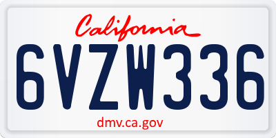 CA license plate 6VZW336
