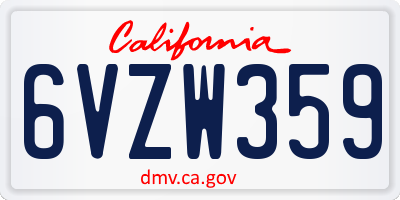 CA license plate 6VZW359