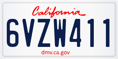 CA license plate 6VZW411