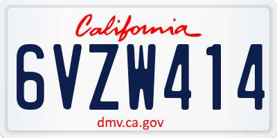 CA license plate 6VZW414