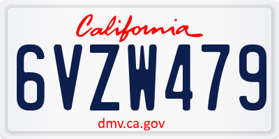 CA license plate 6VZW479