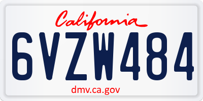 CA license plate 6VZW484