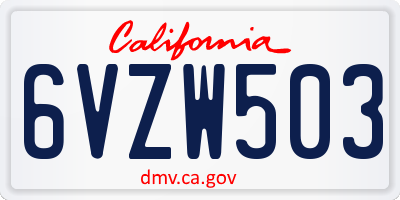CA license plate 6VZW503