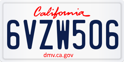 CA license plate 6VZW506