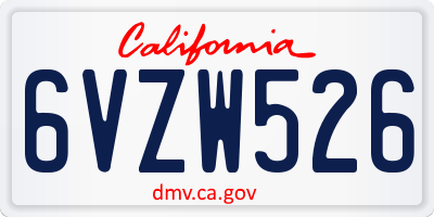CA license plate 6VZW526