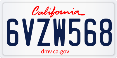 CA license plate 6VZW568