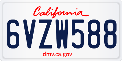 CA license plate 6VZW588