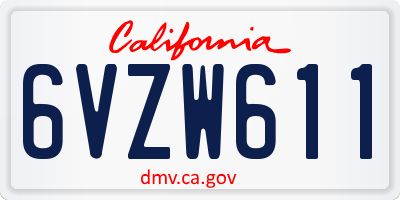 CA license plate 6VZW611