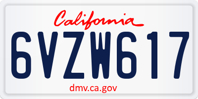 CA license plate 6VZW617
