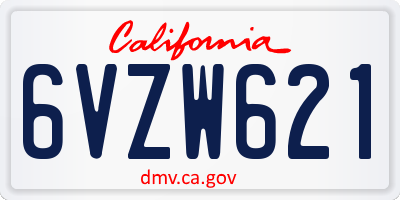 CA license plate 6VZW621
