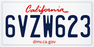 CA license plate 6VZW623