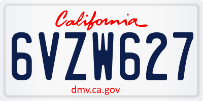 CA license plate 6VZW627