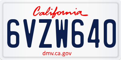 CA license plate 6VZW640