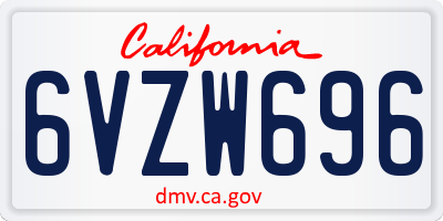 CA license plate 6VZW696