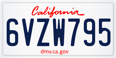 CA license plate 6VZW795