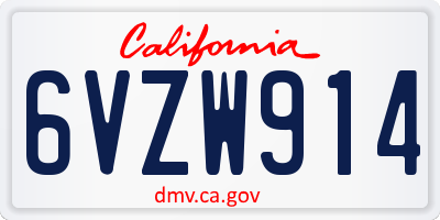 CA license plate 6VZW914