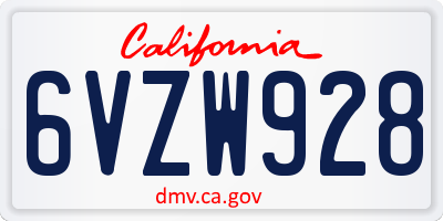CA license plate 6VZW928